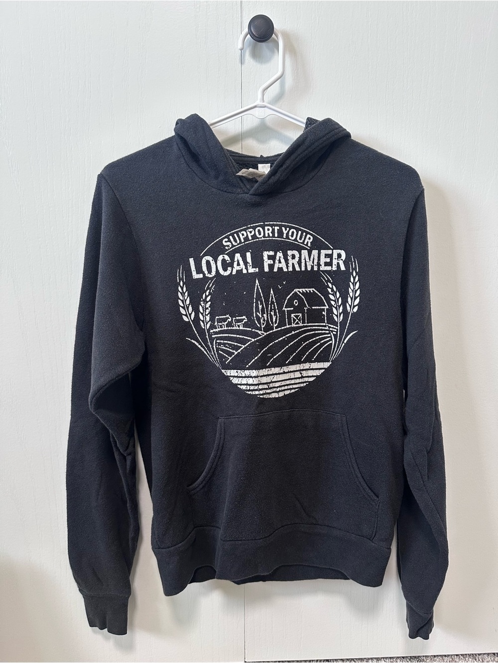 Bella Canvas Support Your Local Farmer Black Hoodie Sweatshirt